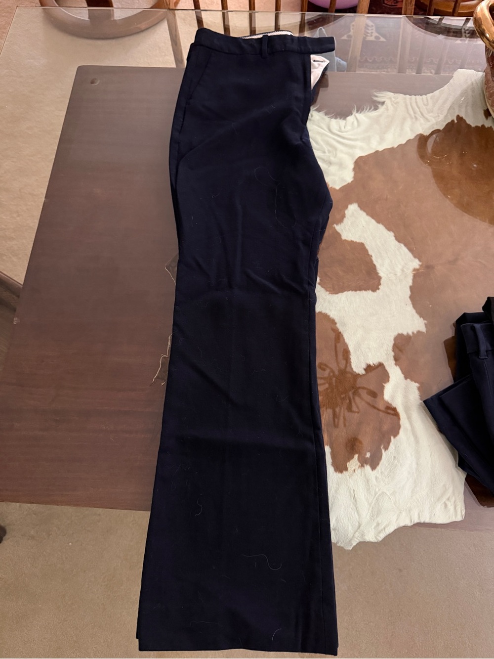 J Crew Navy Wool Straight-Leg (slight flair) Trousers